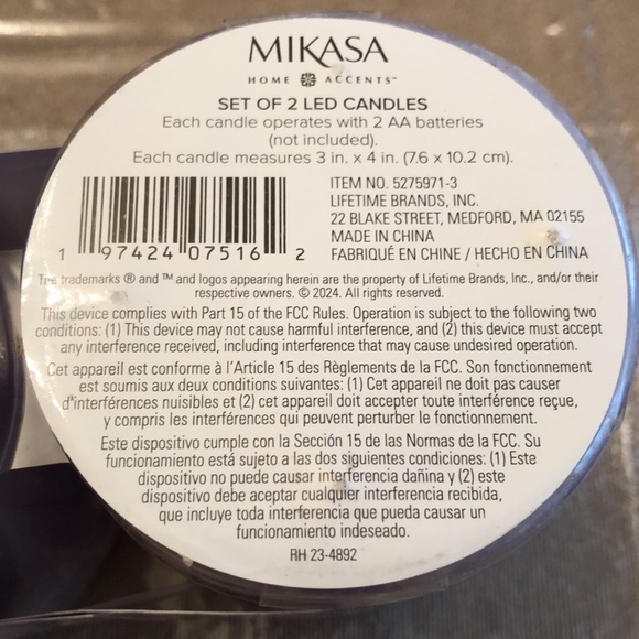 MIKASA HOME ACCENTS, Set of 2 LED Candles - Picture 4 of 8